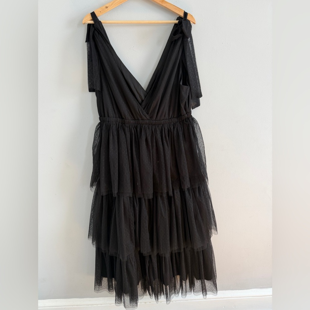Baltic Born Tessa Tiered Tulle Party Tank Black Dress Size XL NWT